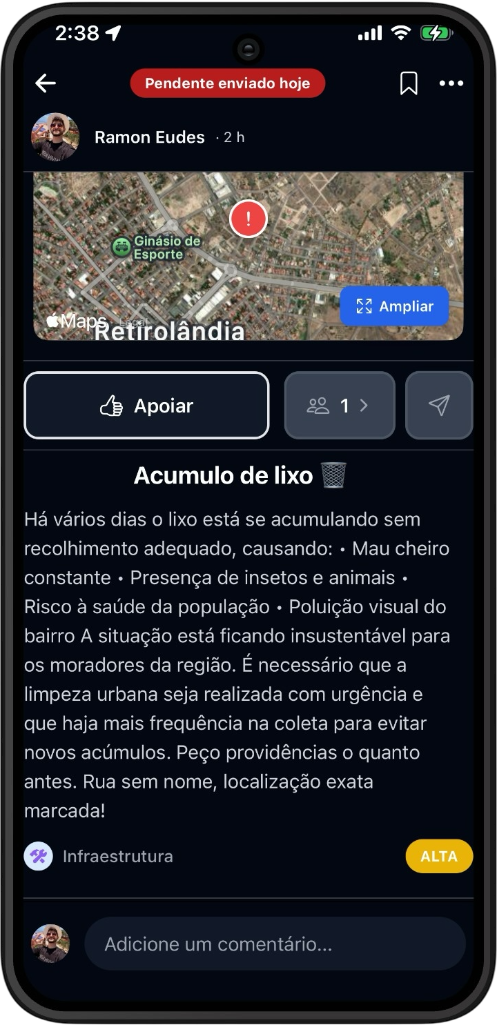 RetirolândiaApp - Detalhe de reclamação