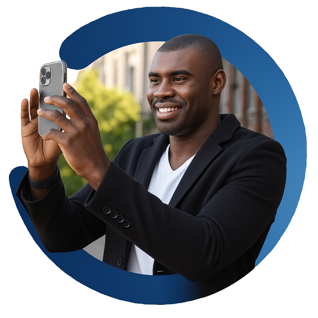 Pessoa segurando celular com app Retirolândia